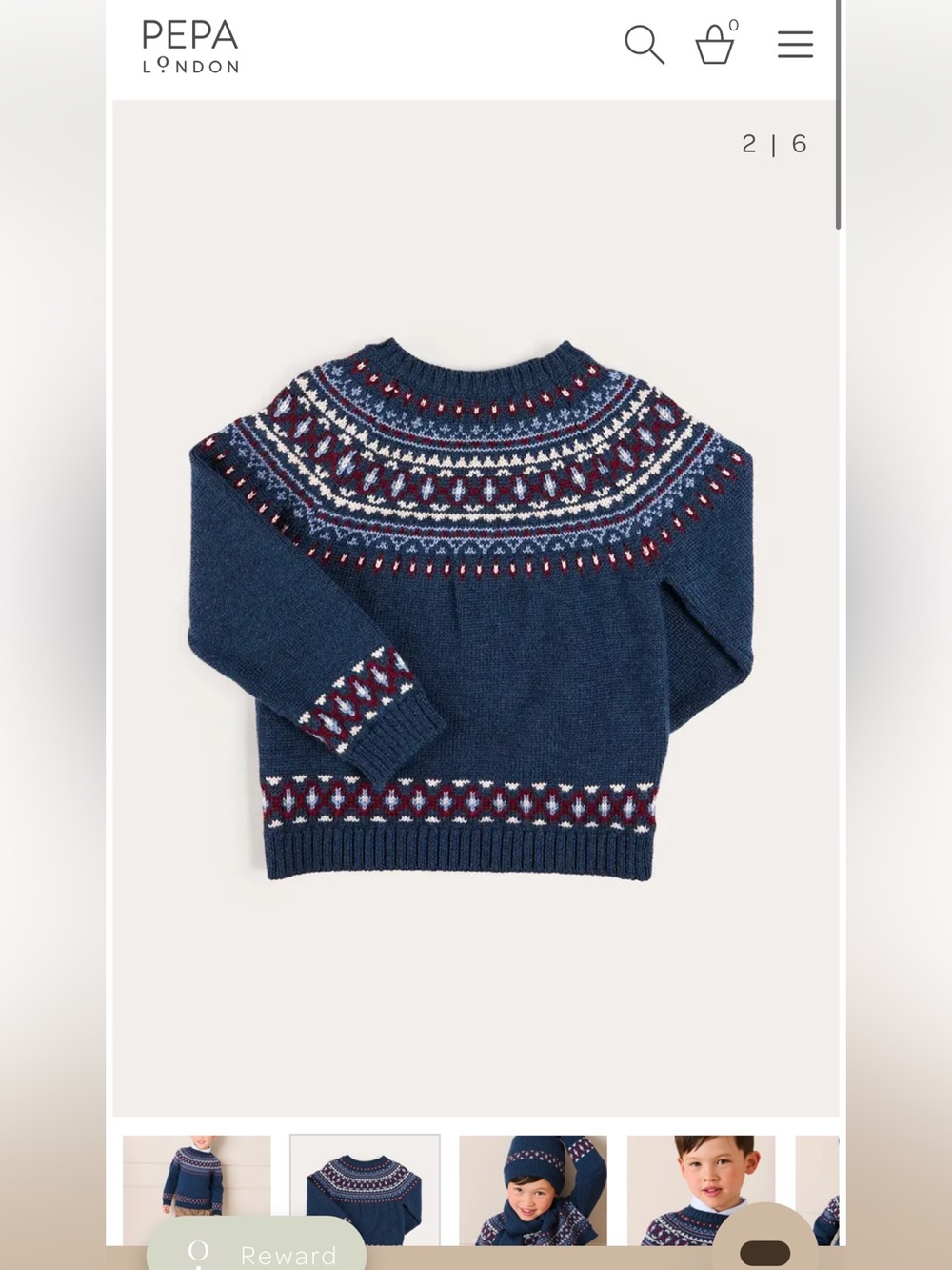Pepa London Fair Isle Jacquard Jumper in Navy Size 4Y